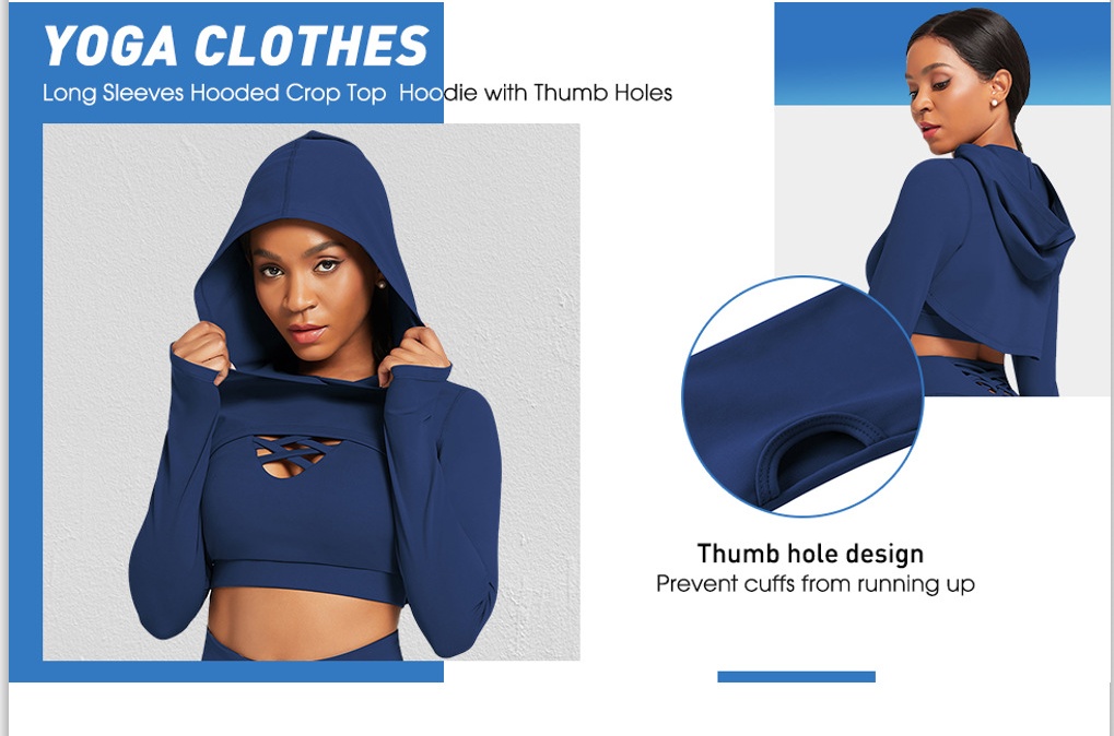 3 Pieces Yoga Fitness Set Gym Workout Cropped Hoodie Active Wear Sport Tracksuit